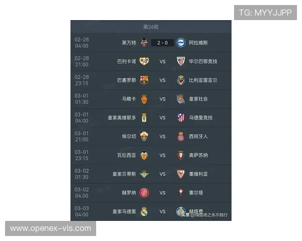 西甲联赛第26轮赛程安排及比赛看点分析